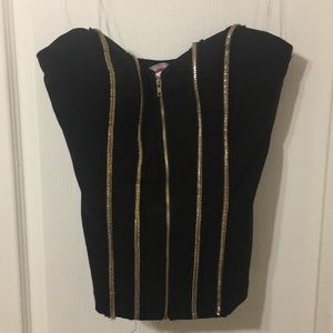 🔥Sexy Black and Gold Zipper Corset